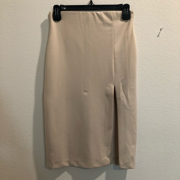 Maude Dresses & Skirts - Cream Pencil Skirt w/ slit
